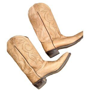 Dingo Tan Cowboy Boots 668 Soft Sueded Leather 8184 Unisex Pointed Toe